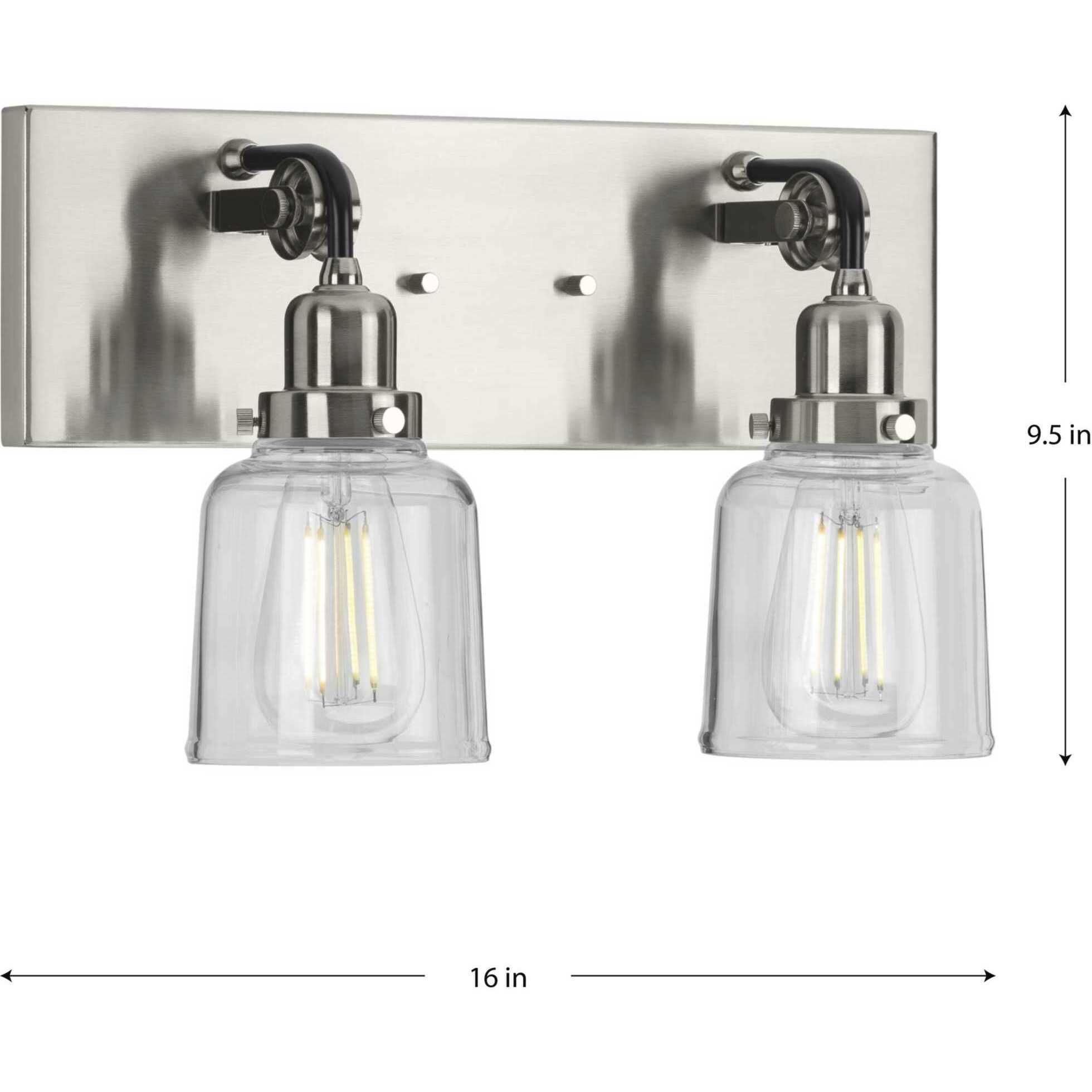 Rushton 2 Light 16 inch Brushed Nickel Bath Vanity Wall Light