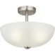 Glass Domes 3 Light 15 inch Brushed Nickel Semi-Flush Mount Convertible Ceiling Light