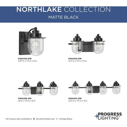 Northlake 2 Light 15.5 inch Matte Black Bath Light Wall Light