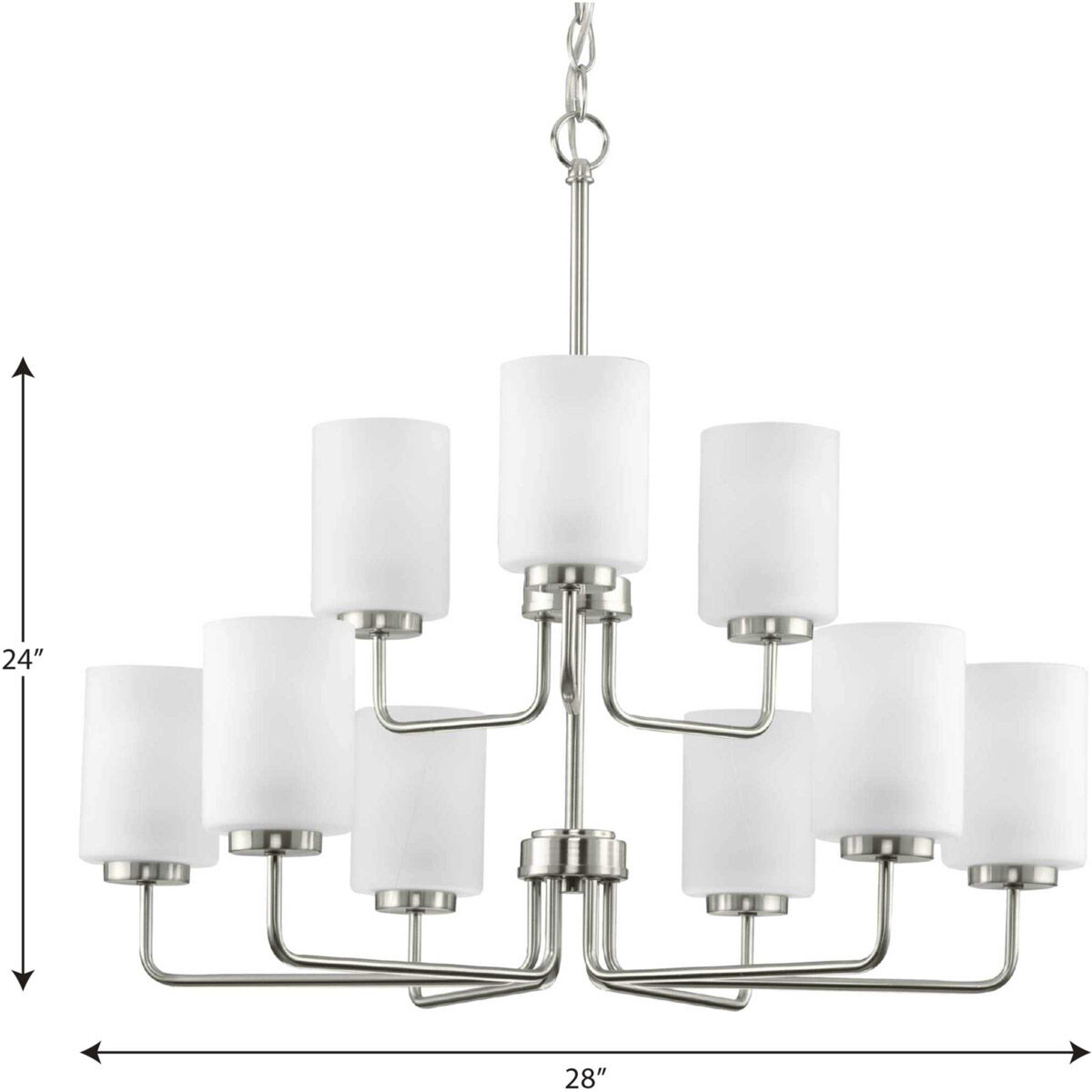 Merry 9 Light 28 inch Brushed Nickel Chandelier Ceiling Light