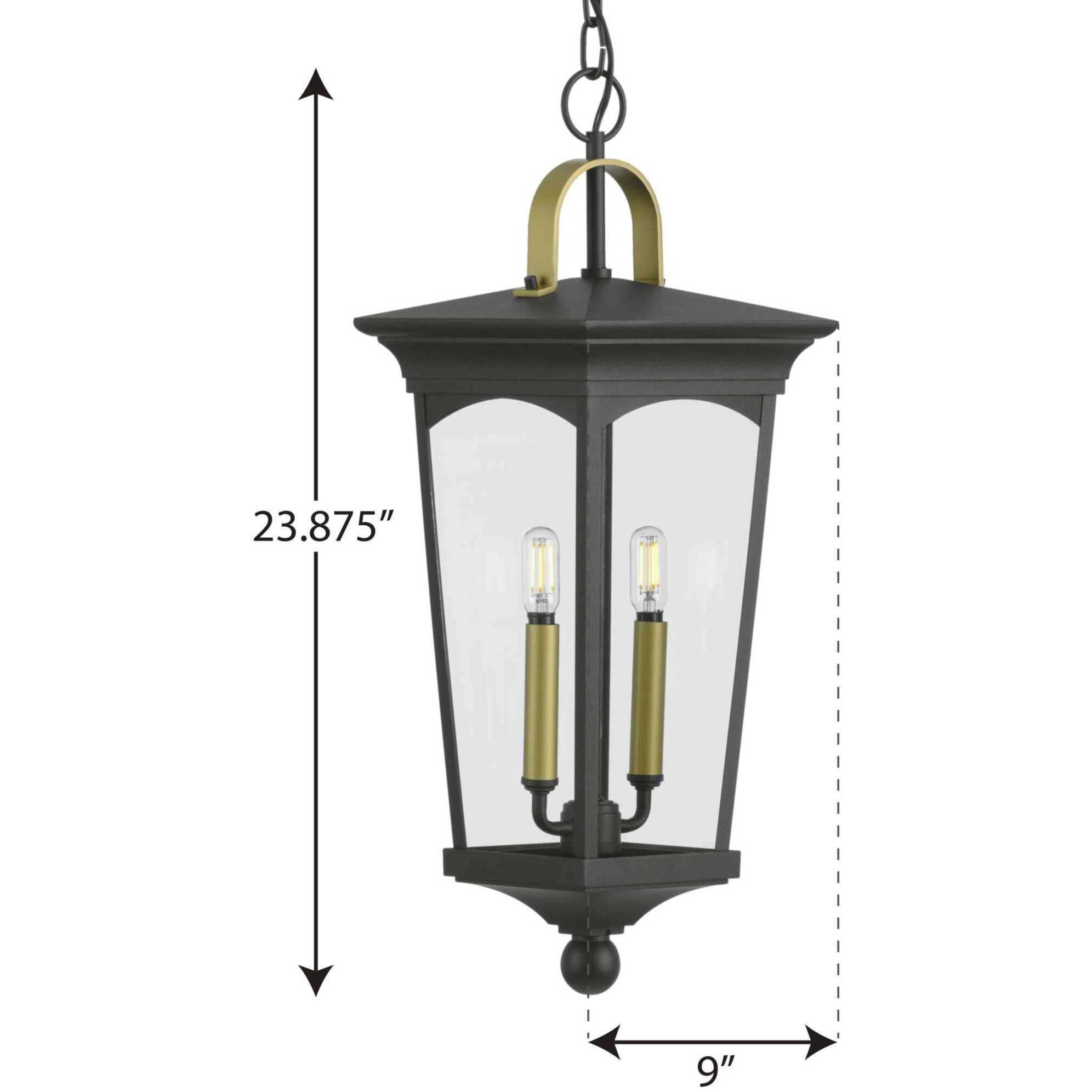 Chatsworth 2 Light 9 inch Textured Black Outdoor Hanging Lantern, Design Series