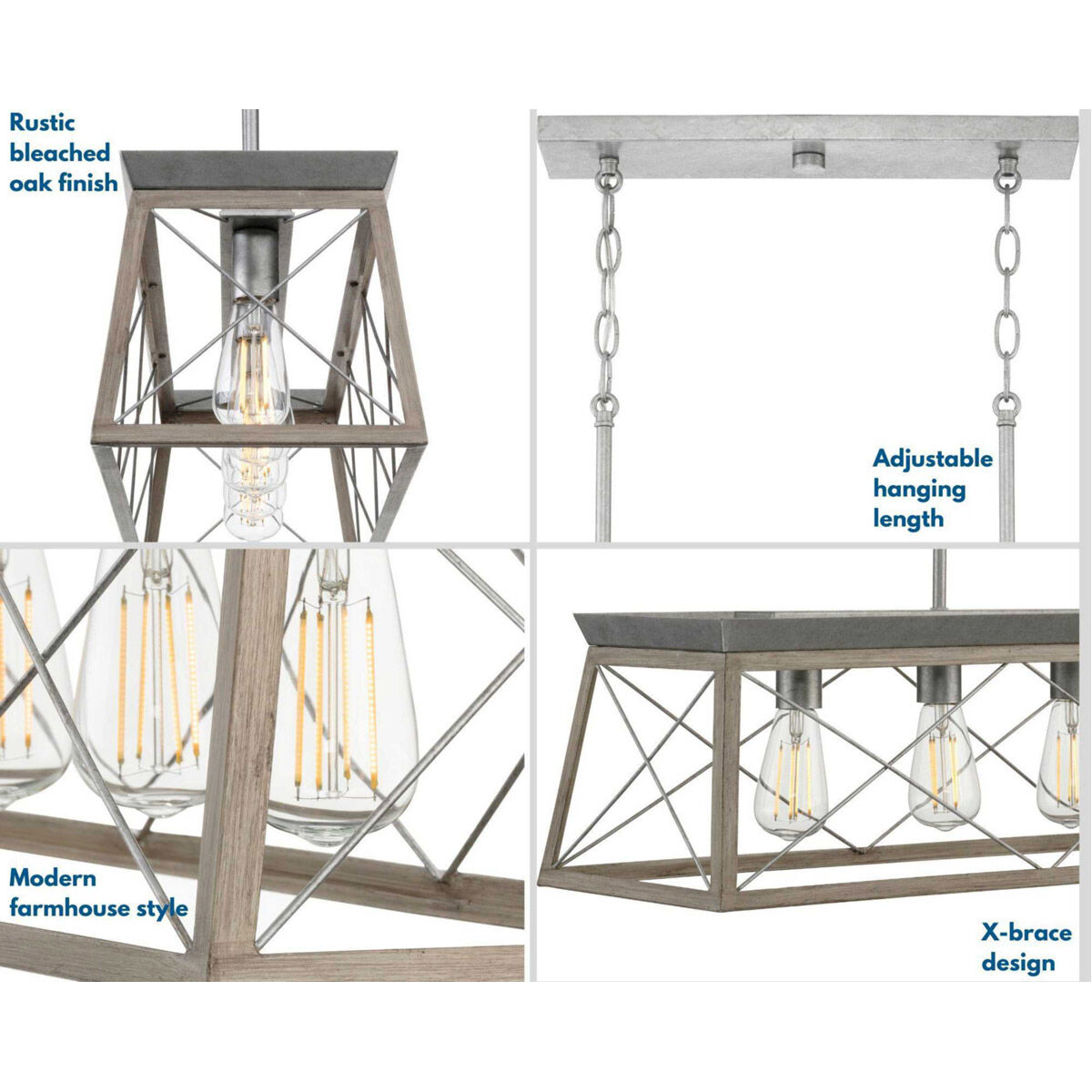 Progress Lighting Five Light Island Chandelier Briarwood Galvanized Finish