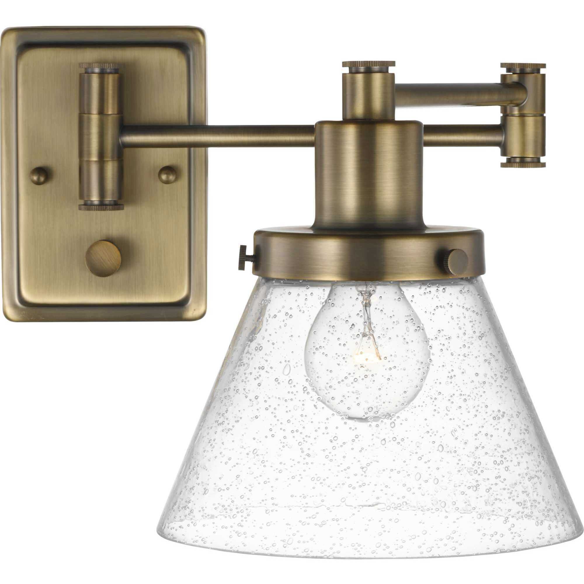 Hinton 12 inch 60.00 watt Vintage Brass Swing Arm Wall Light