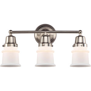 Aditi Small Canton 3 Light 21.25 inch Brushed Satin Nickel Bath Vanity Light Wall Light, Aditi