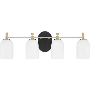 Council 4 Light 28.75 inch Flat Black/Satin Brass Vanity Light Wall Light