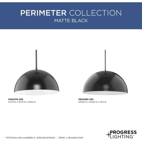 Perimeter 1 Light 15.75 inch Matte Black Pendant Ceiling Light