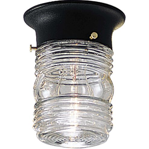 Utility Lantern 1 Light 5 inch Textured Black Outdoor Flush Mount