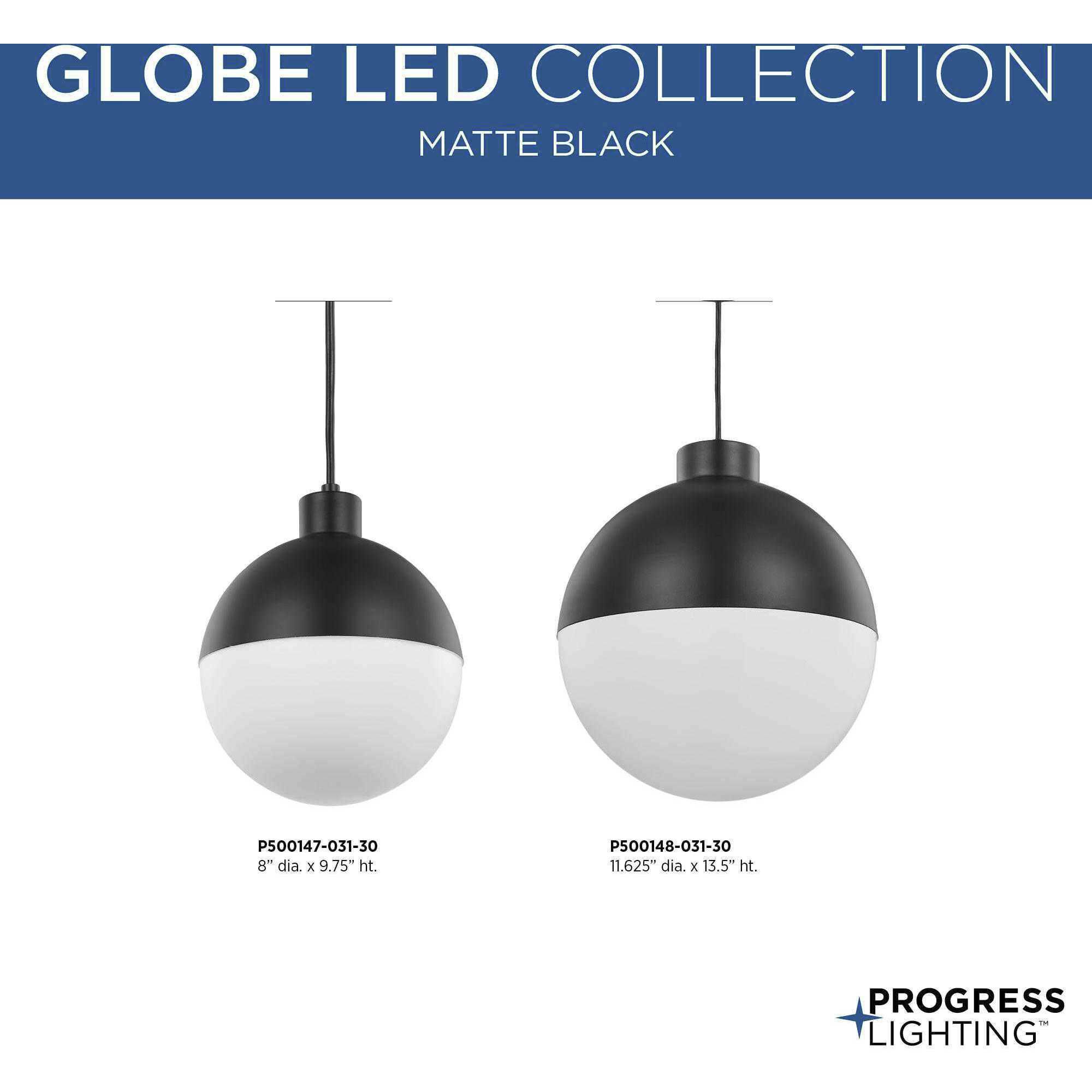 Progress P500148 031 30 Globe LED LED Matte Black Pendant Ceiling Light Progress LED