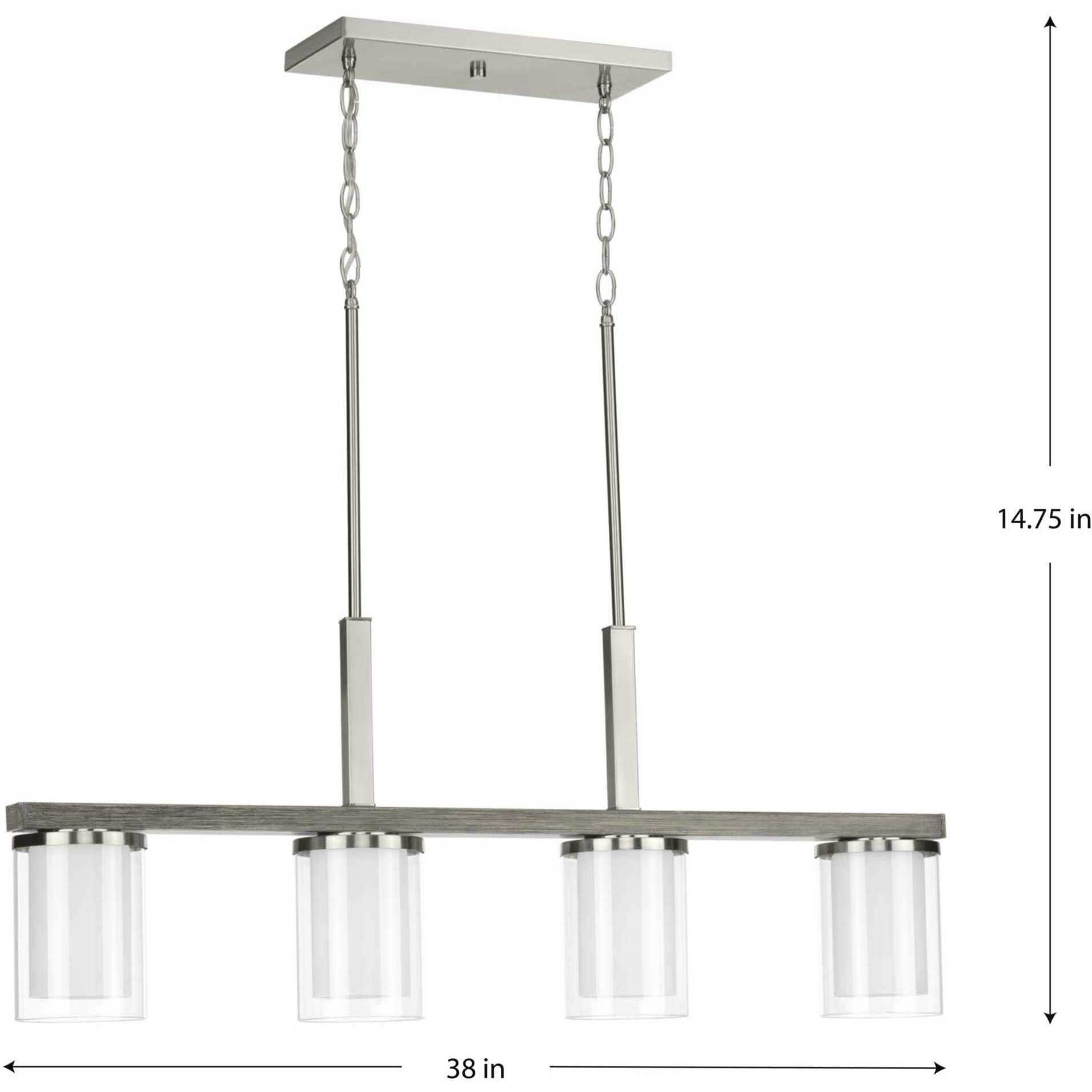Mast 4 Light 38 inch Brushed Nickel Linear Chandelier Ceiling Light