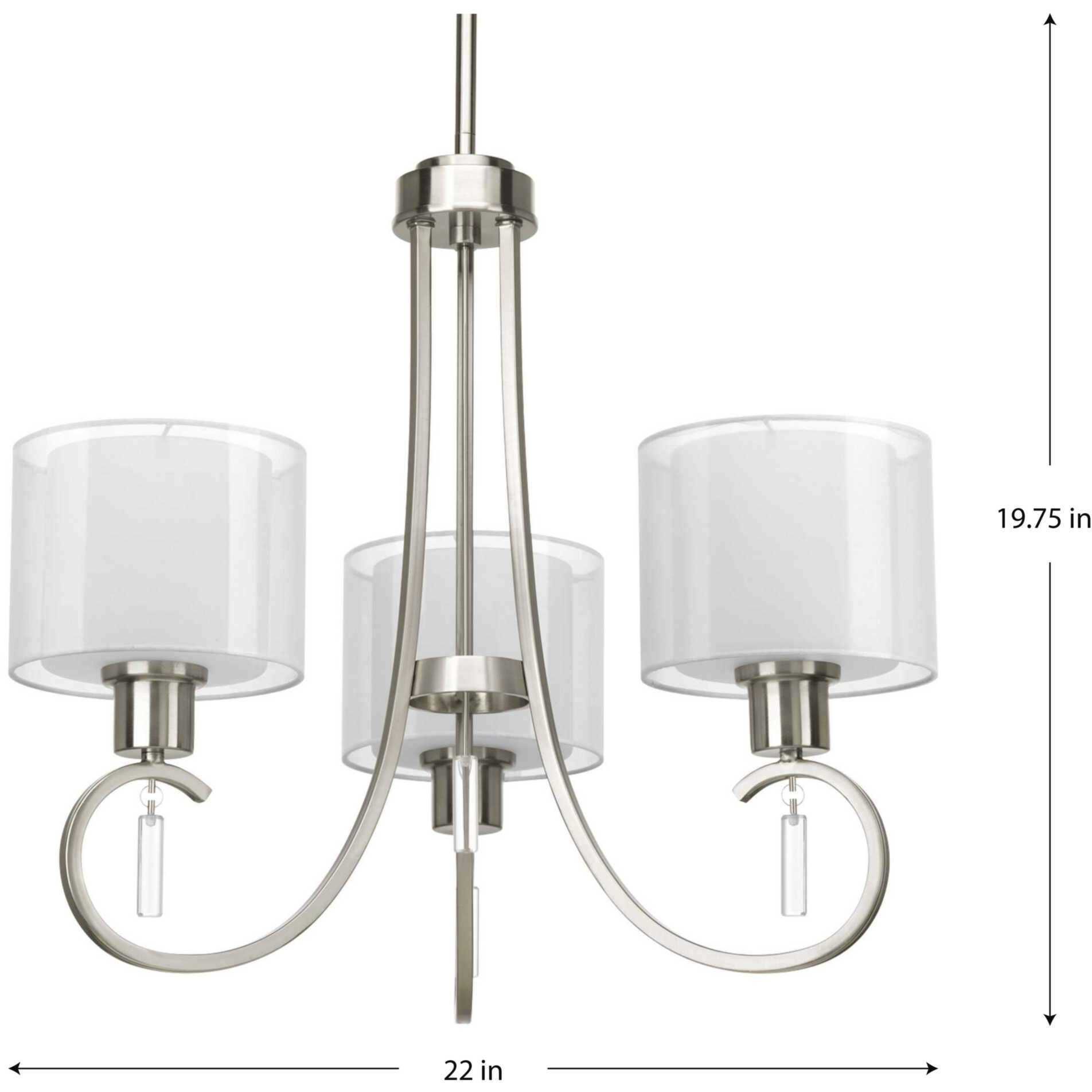 Invite 3 Light 22 inch Brushed Nickel Chandelier Ceiling Light