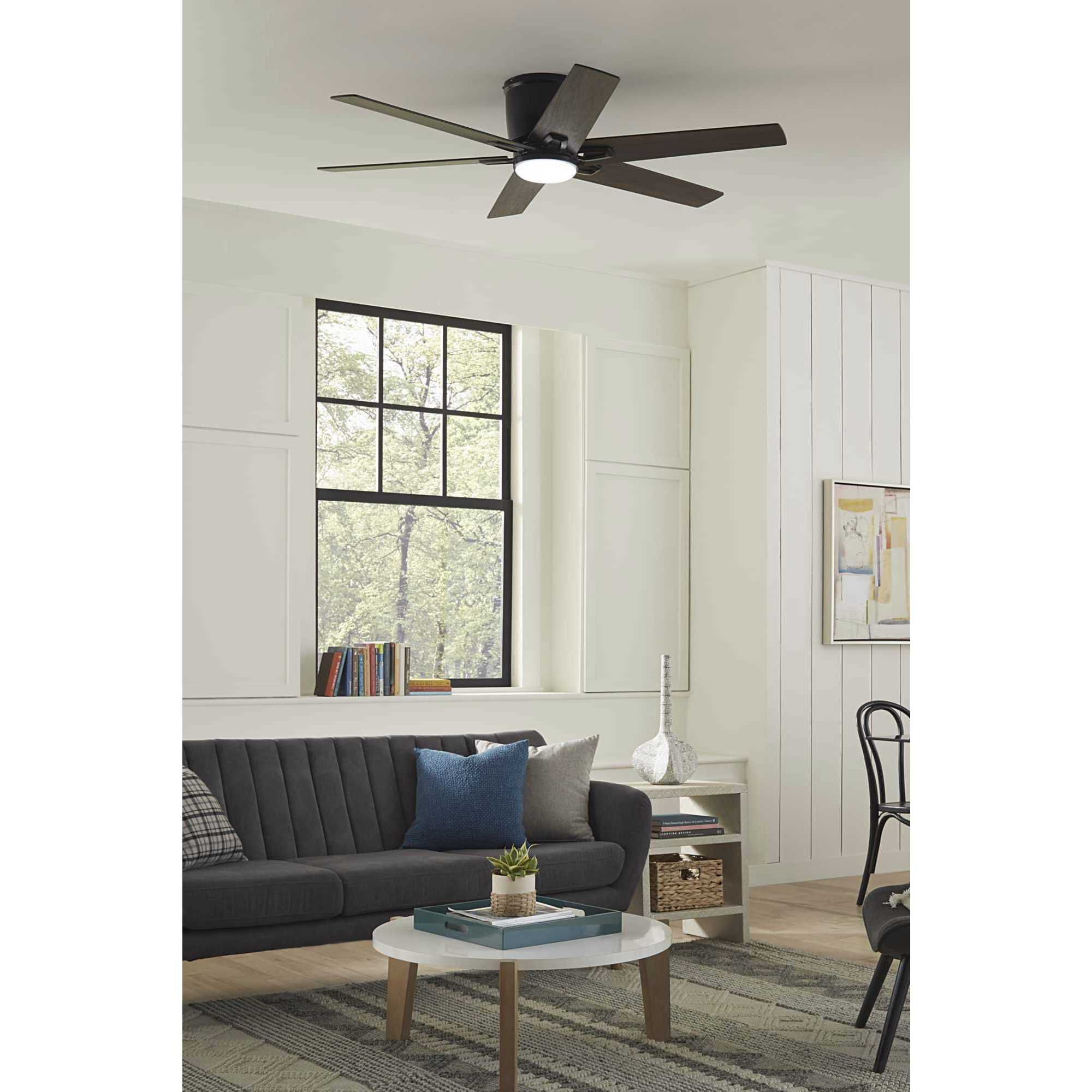 Bexar 54 inch Matte Black with Distressed Ebony/Matte Black Blades Ceiling Fan, Progress LED
