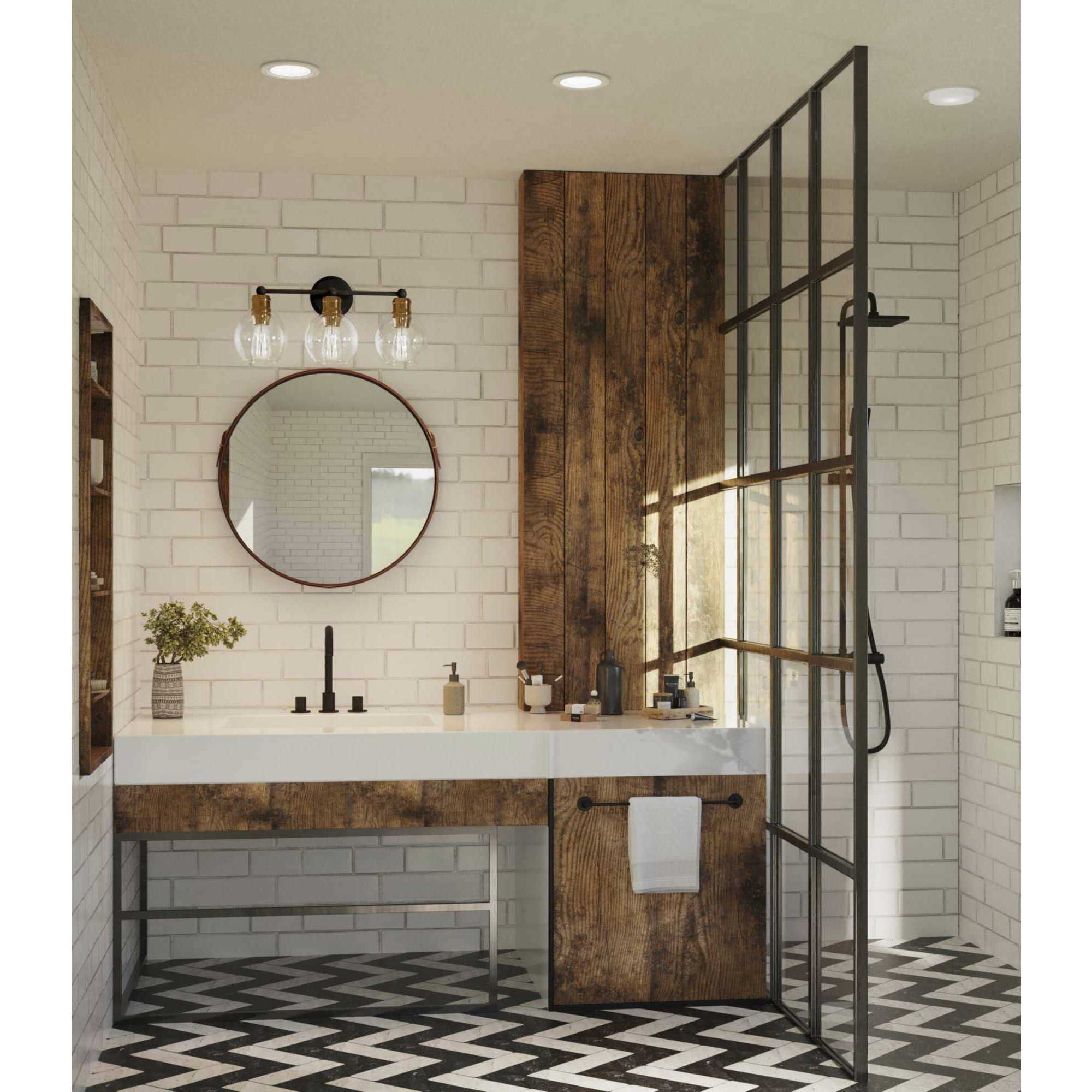 Hansford 3 Light 25 inch Antique Bronze Bath Vanity Wall Light in Antique Bronze and Vintage Brass