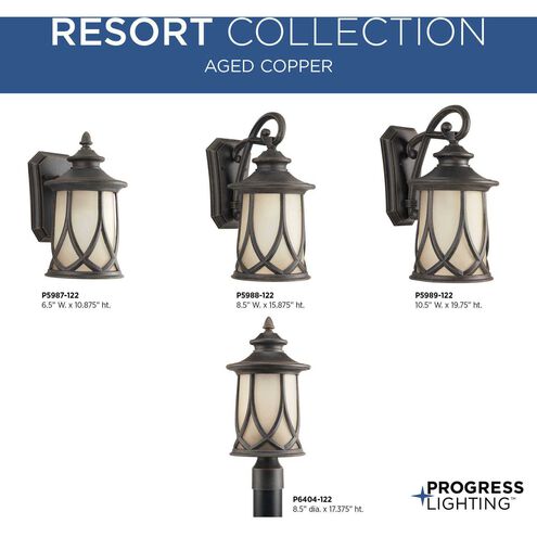 Resort 1 Light 11 inch Aged Copper Outdoor Wall Lantern, Small