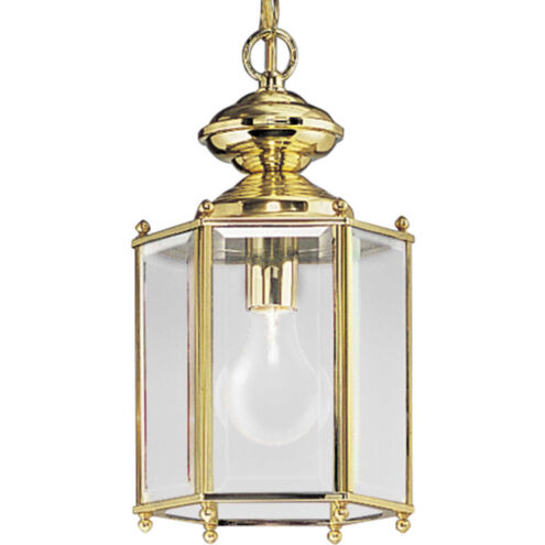 Beveled Glass 1 Light 7 inch Polished Brass Outdoor Ceiling Lantern