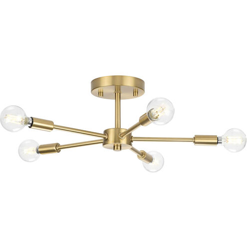 Delayne 5 Light 16 inch Brushed Bronze Semi-Flush Mount Ceiling Light