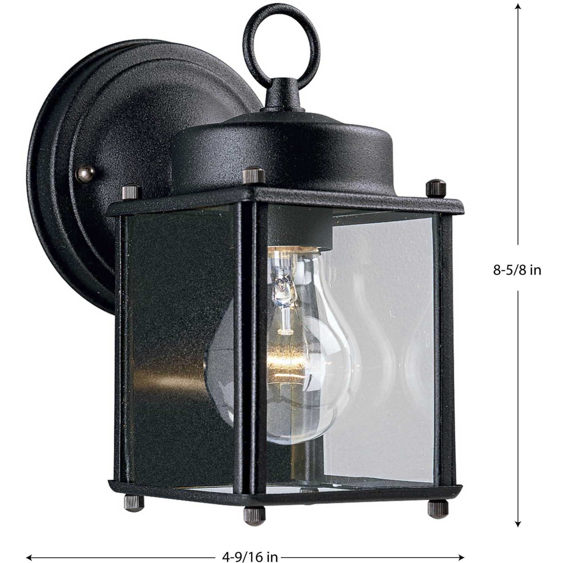 Flat Glass Lantern Outdoor Wall Lantern in Black