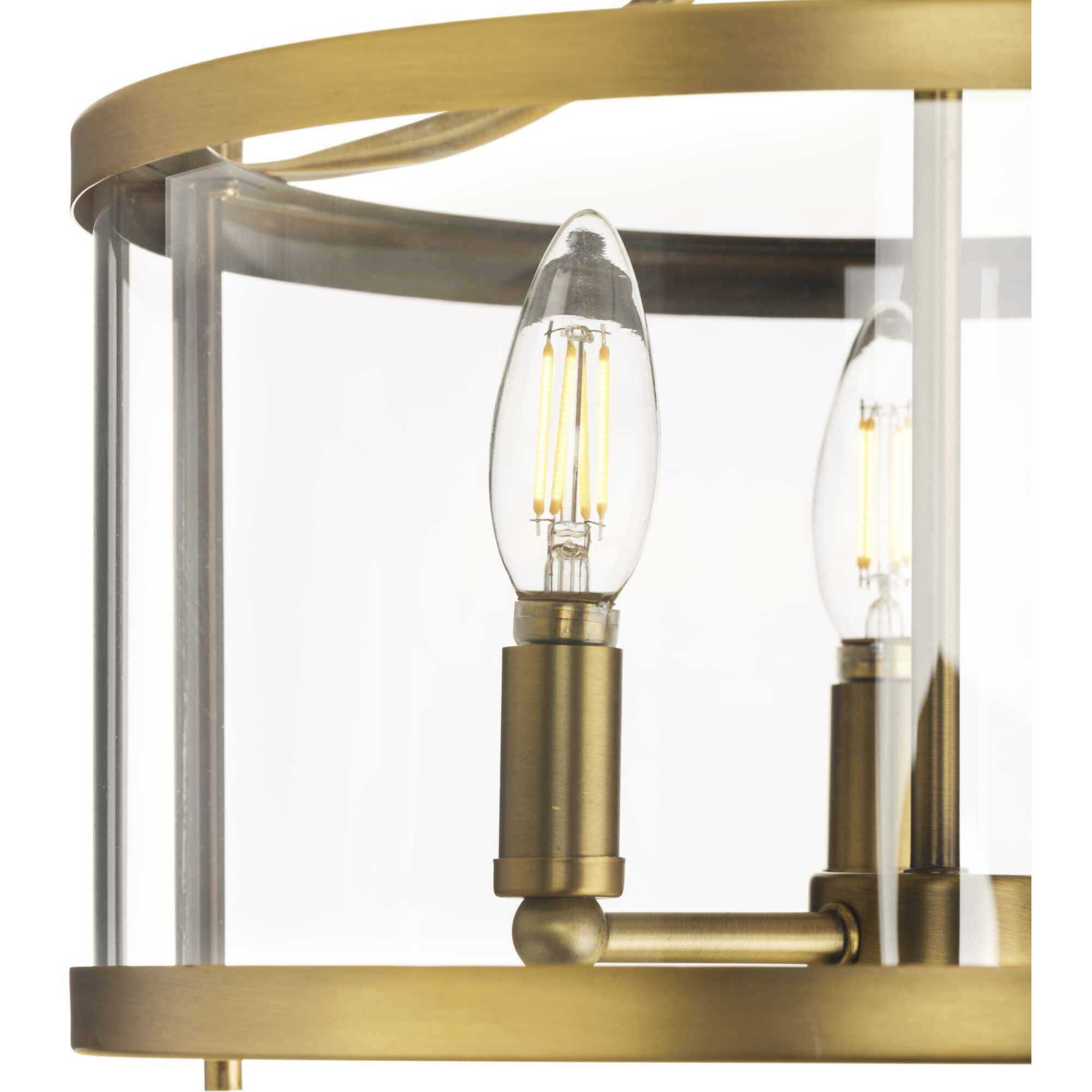 Gilliam 3 Light 13 inch Vintage Brass Semi-Flush Mount Ceiling Light