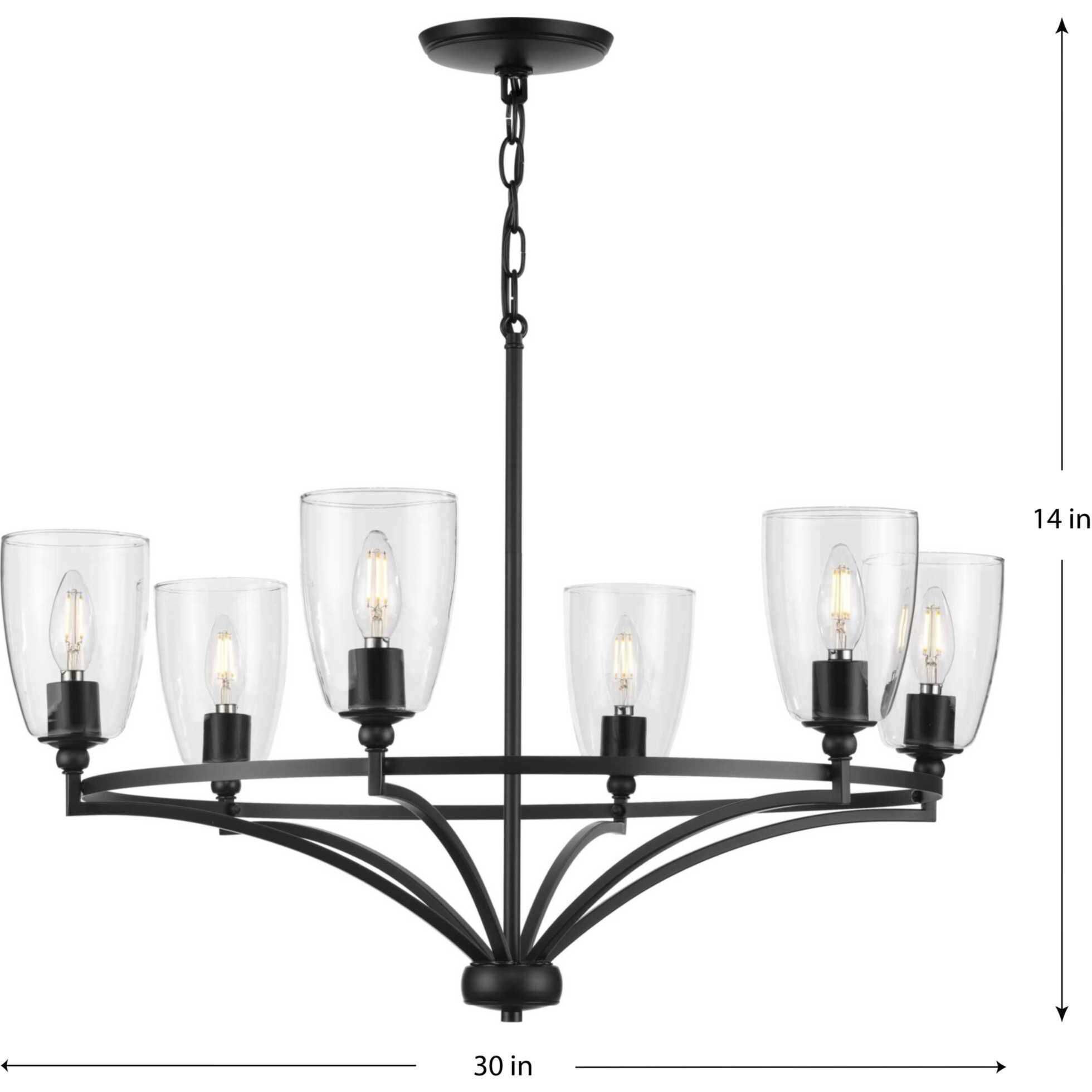 Parkhurst 6 Light 30 inch Matte Black Chandelier Ceiling Light