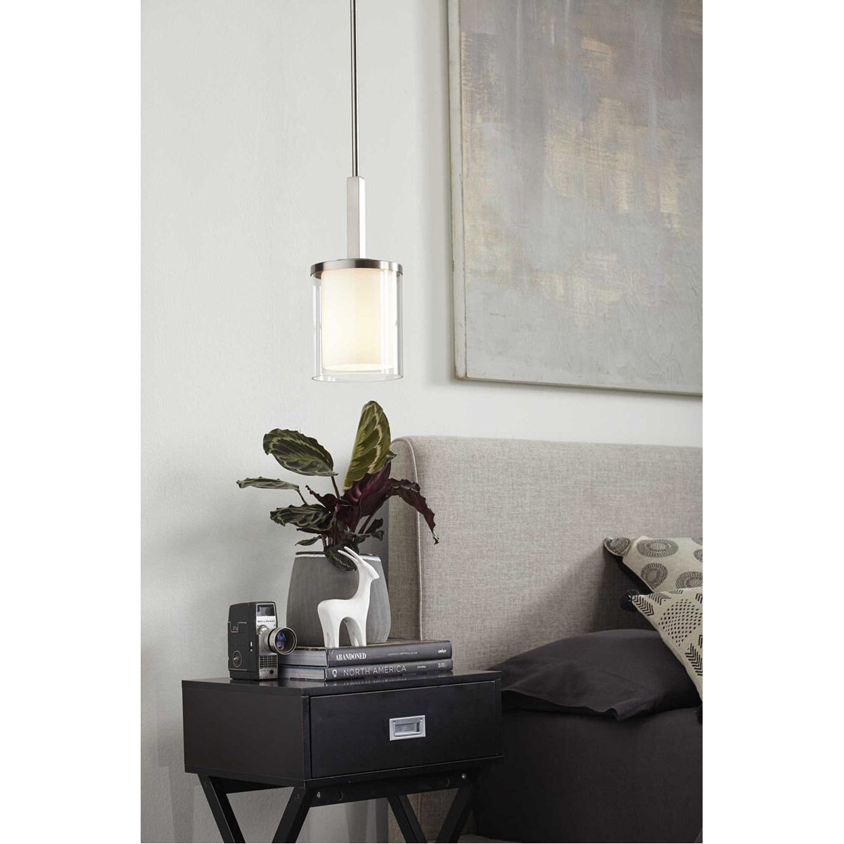 Mast 1 Light 6 inch Brushed Nickel Mini-Pendant Ceiling Light