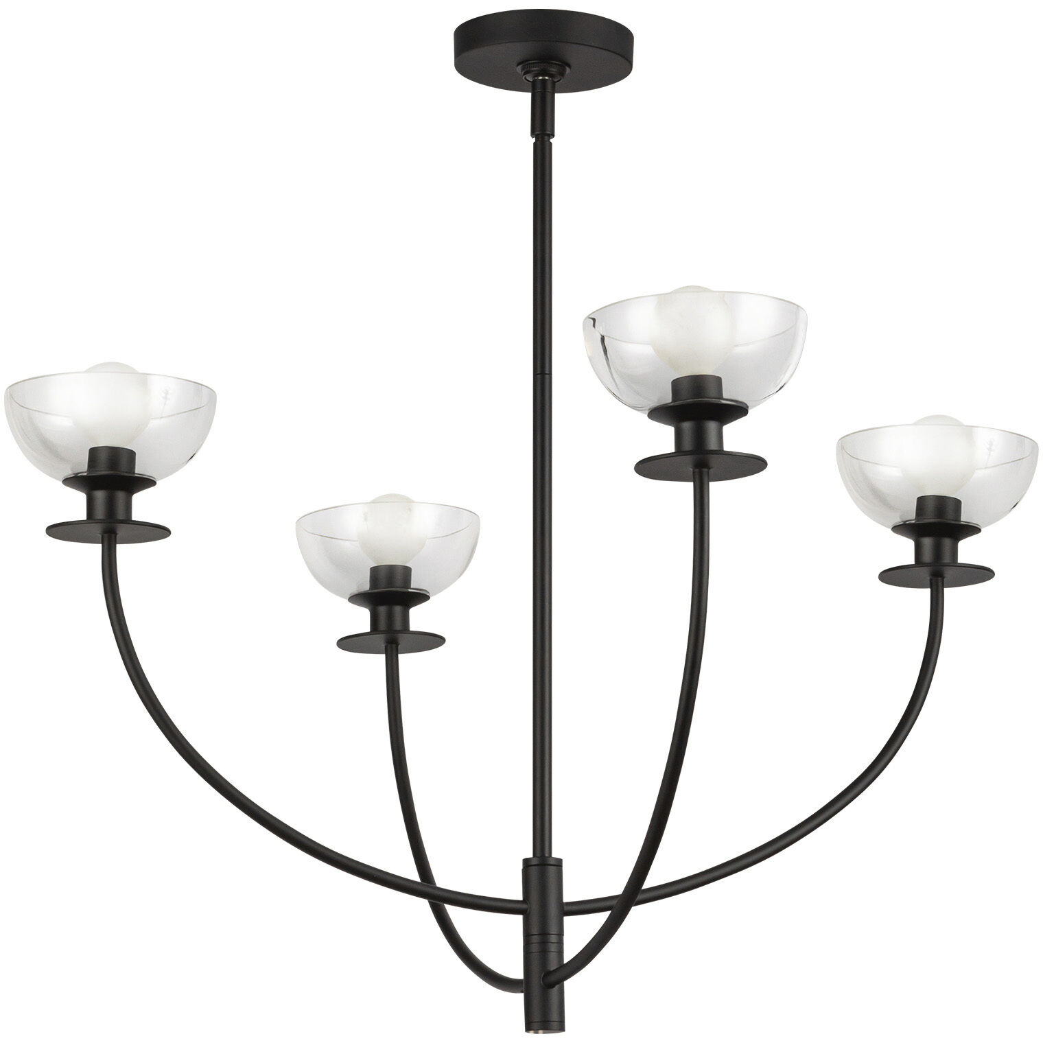 Alora Mood Sylvia 4 Light 26.5 inch Matte Black/Clear Glass Chandelier Ceiling Light