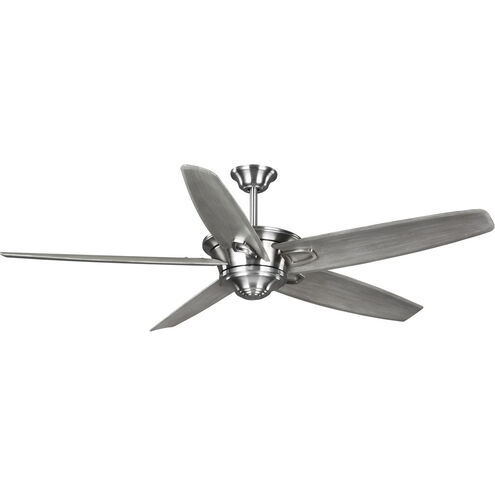 Caleb 68 inch Weathered Wood Ceiling Fan in Brushed Nickel