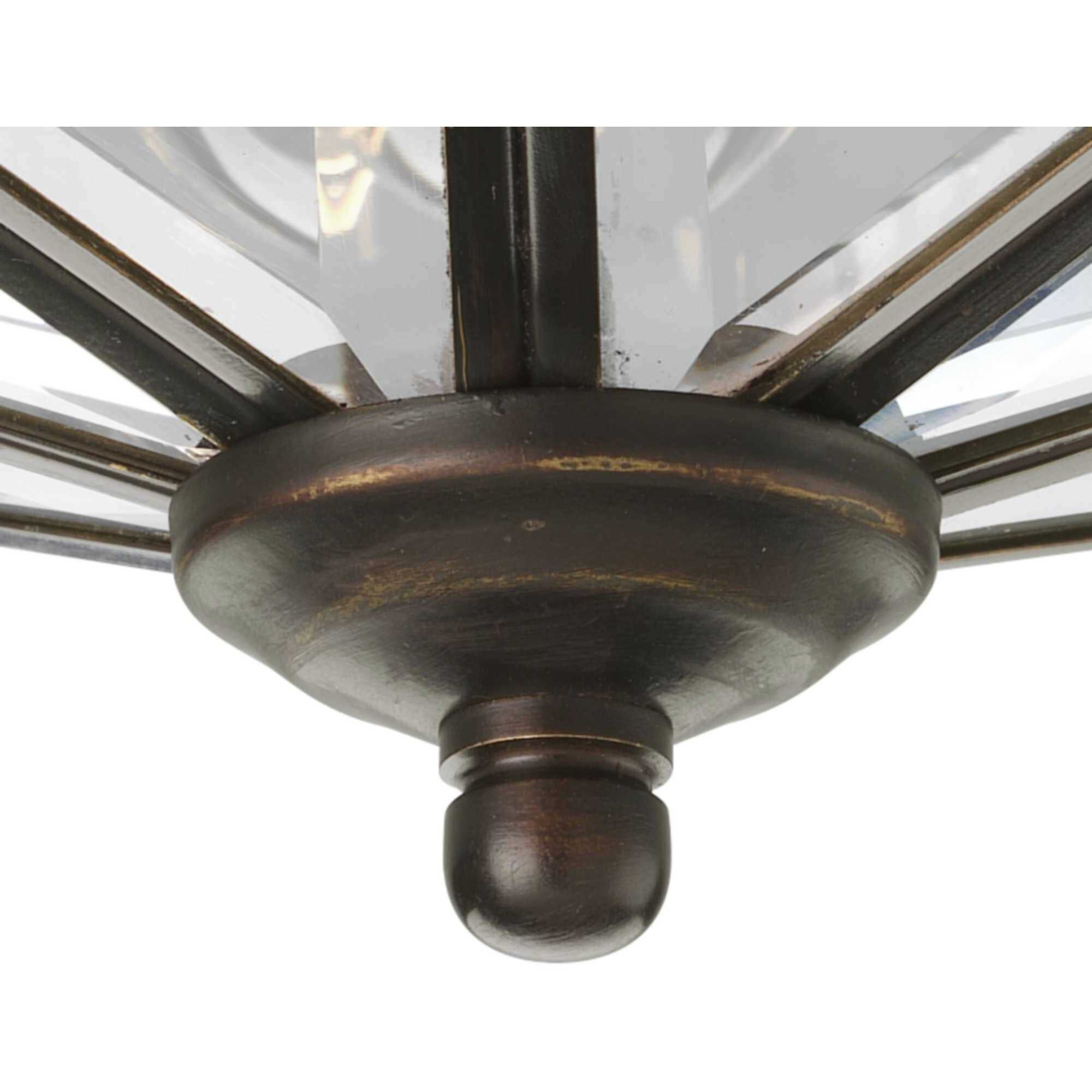 Beveled Glass 3 Light 9.75 inch Antique Bronze Flush Mount Ceiling Light