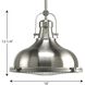 Fresnel Lens 1 Light Brushed Nickel Pendant Ceiling Light in Standard