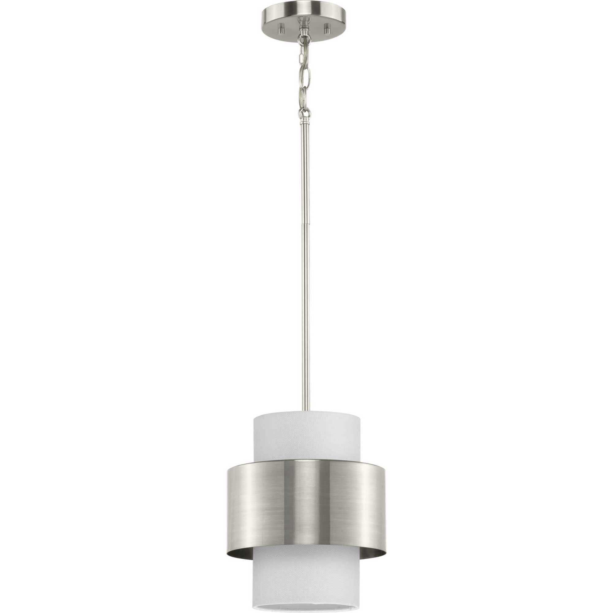 Silva 1 Light 9.5 inch Brushed Nickel Pendant Ceiling Light, Design Series