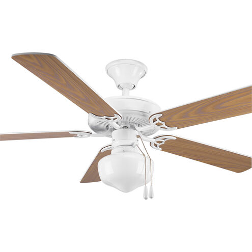 AirPro 52 inch White with Washed Oak/White Blades Ceiling Fan in White/Oak