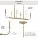 Reines 6 Light 44 inch Brushed Gold Linear Chandelier Ceiling Light