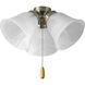 Universal 3 Light Brushed Nickel Fan Light Kit in Alabaster Glass