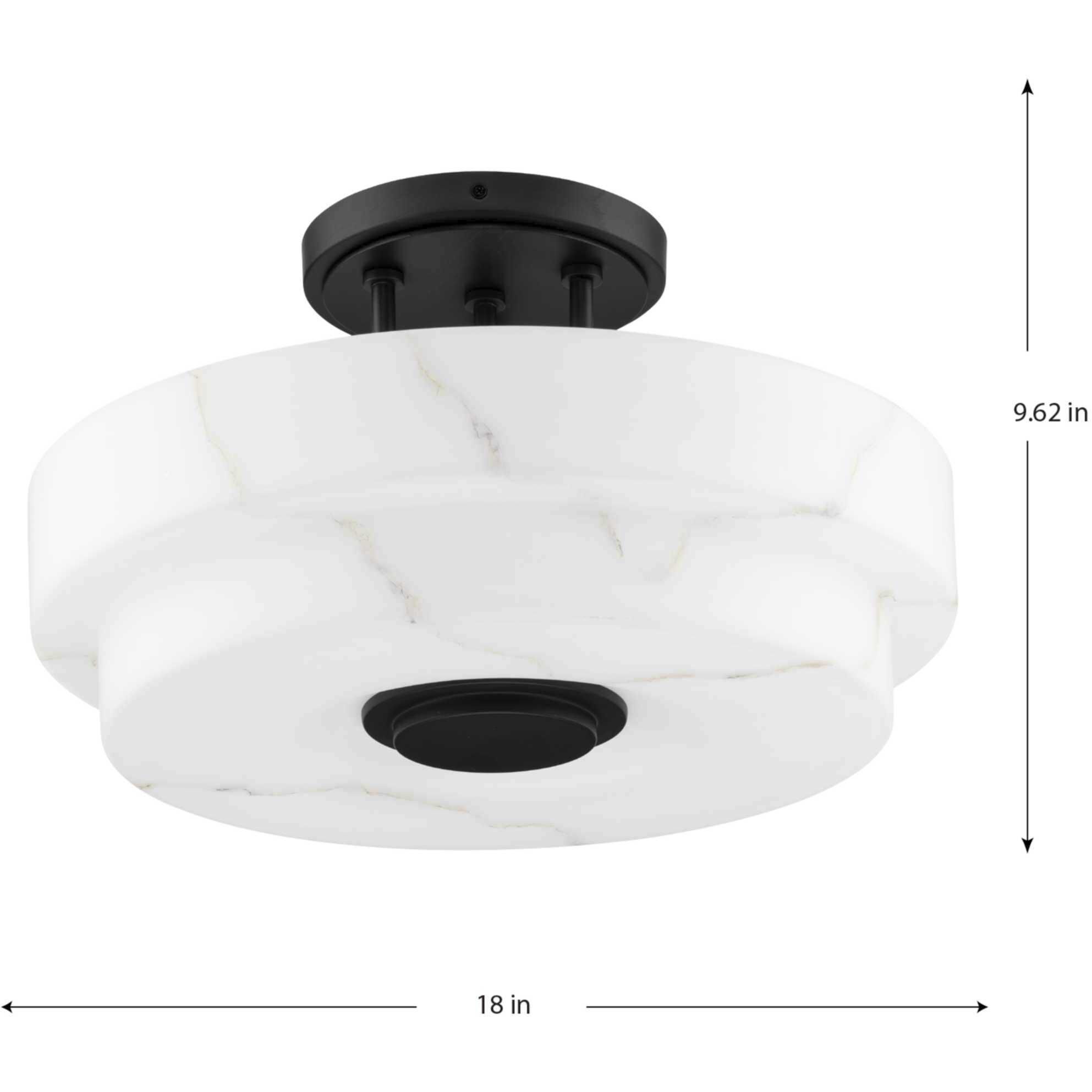 Tosca 3 Light 18 inch Matte Black Semi-Flush Mount Ceiling Light, Design Series
