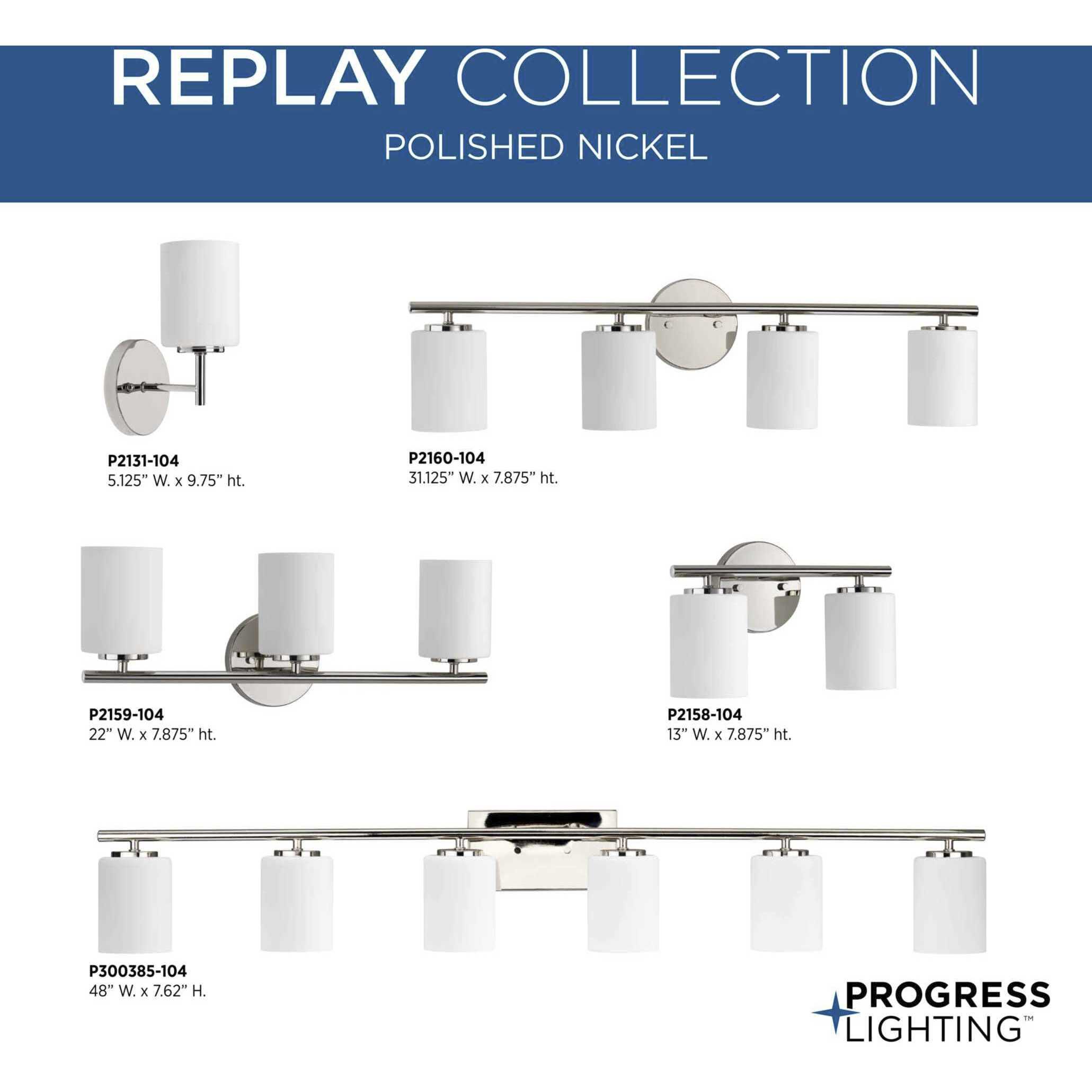 Replay 6 Light 48 inch Polished Nickel Bath Vanity Wall Light