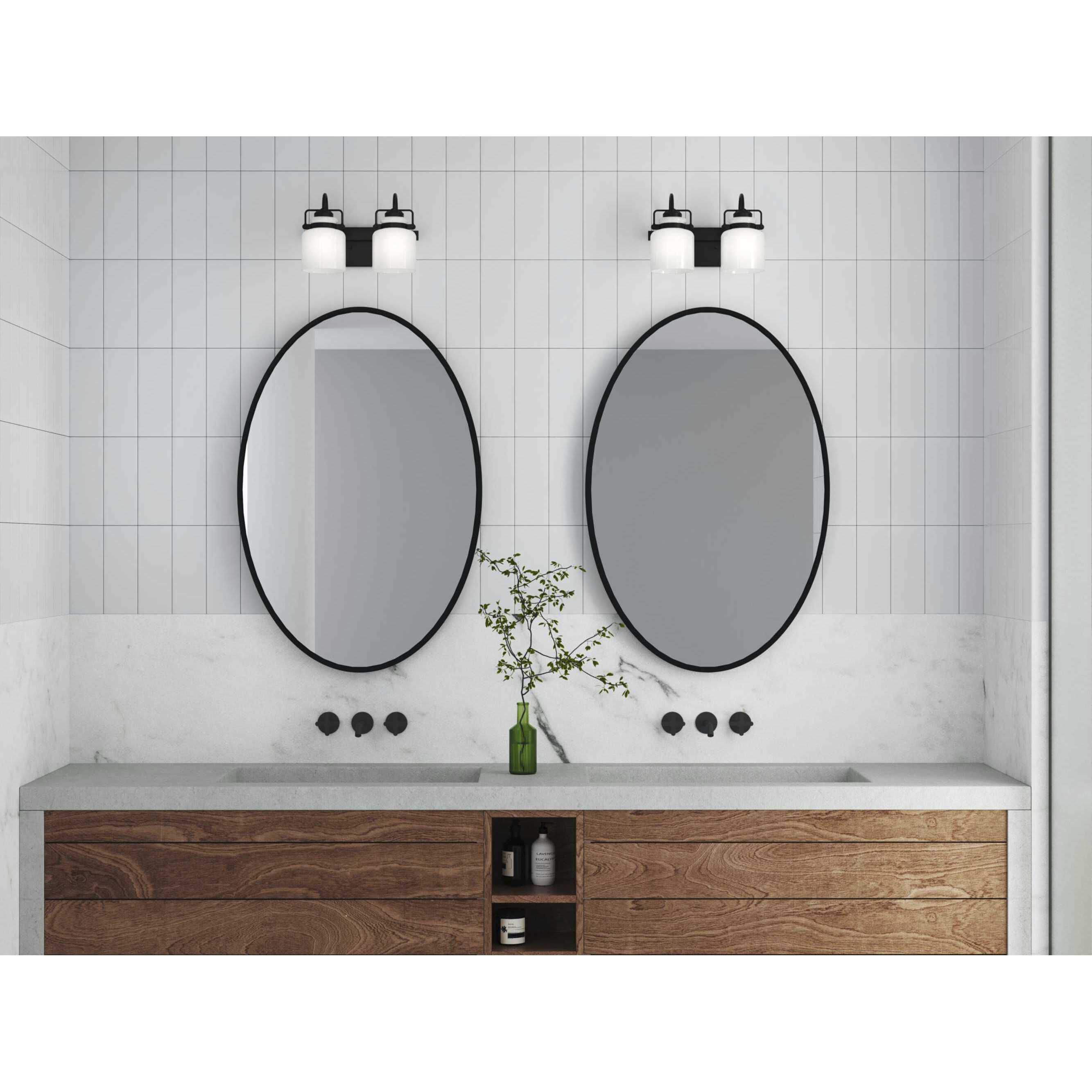 Fessler 2 Light 13 inch Matte Black Bath Light Wall Light