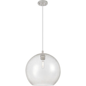 Crown Point 1 Light 11.75 inch Satin Nickel Pendant Ceiling Light in Seedy Glass