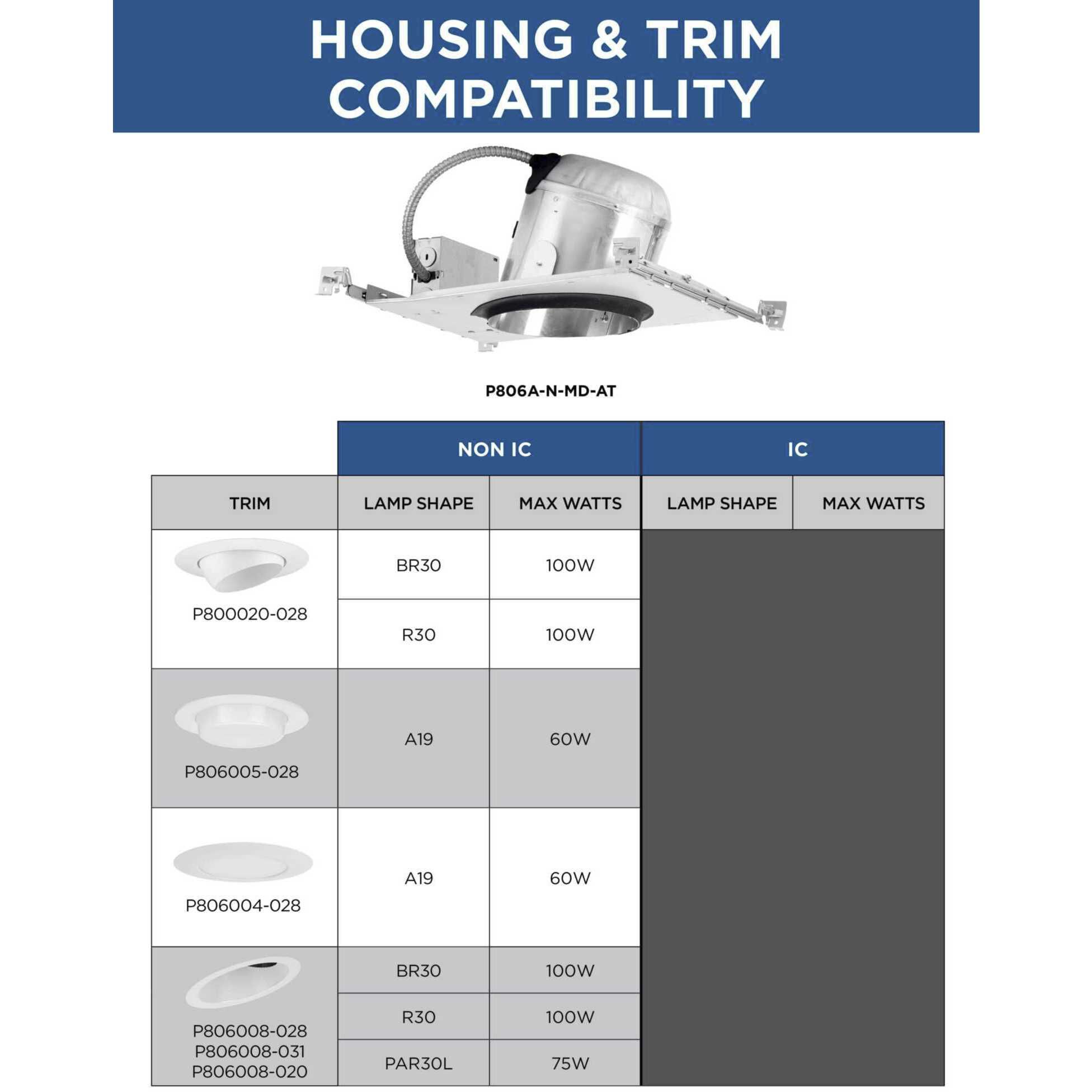 6in Slope Recessed Housing BR-30 Unfinished Recessed Can in Non-IC Rated, New Construction, Non-IC