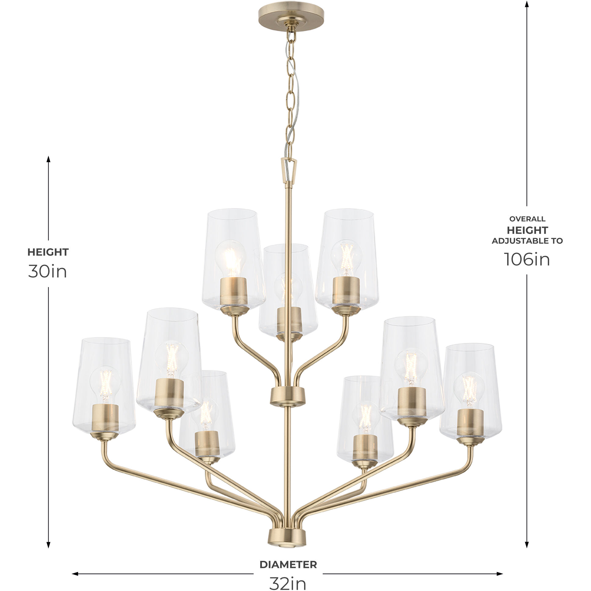 Celino 9 Light 32 inch Champagne Bronze Chandelier Ceiling Light
