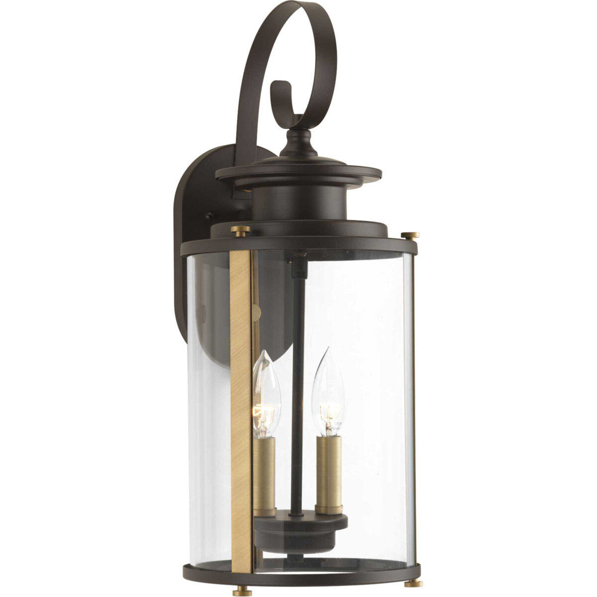 Squire 2 Light 19 inch Antique Bronze Outdoor Wall Lantern in Antique Bronze and Vintage Brass, Medium