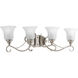 Kensington 4 Light 33 inch Brushed Nickel Bath Vanity Wall Light in Swirl Etched Glass