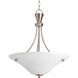 Cantata 3 Light 20 inch Brushed Nickel Foyer Pendant Ceiling Light in Etched Glass Painted White Inside