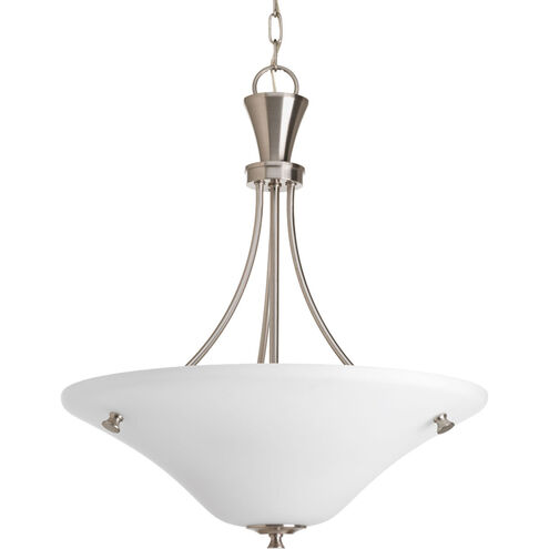 Cantata 3 Light 20 inch Brushed Nickel Foyer Pendant Ceiling Light in Etched Glass Painted White Inside