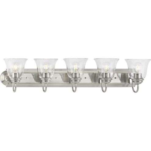 Clear Glass 5 Light 36 inch Brushed Nickel Vanity Light Wall Light