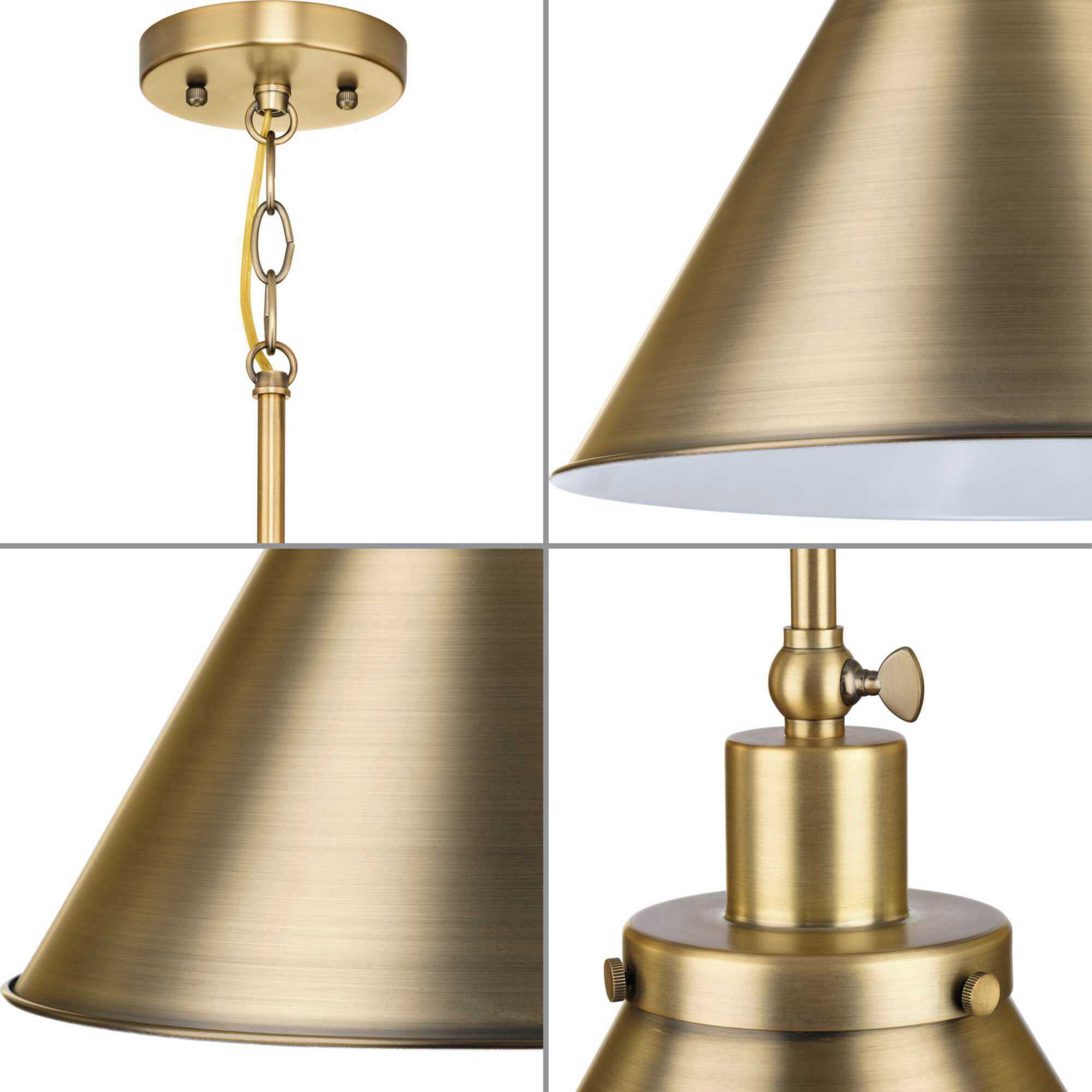 Hinton 1 Light 16 inch Vintage Brass Pendant Ceiling Light