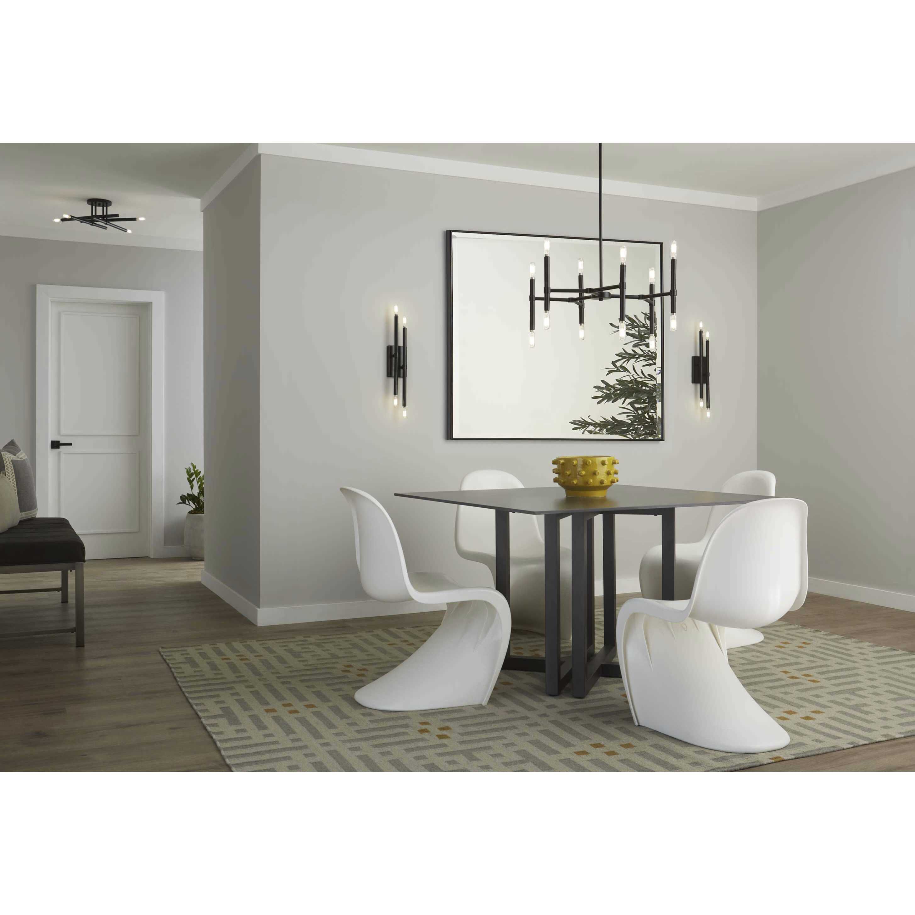 Arya 4 Light 20.12 inch Matte Black Semi-Flush Mount Ceiling Light, Design Series