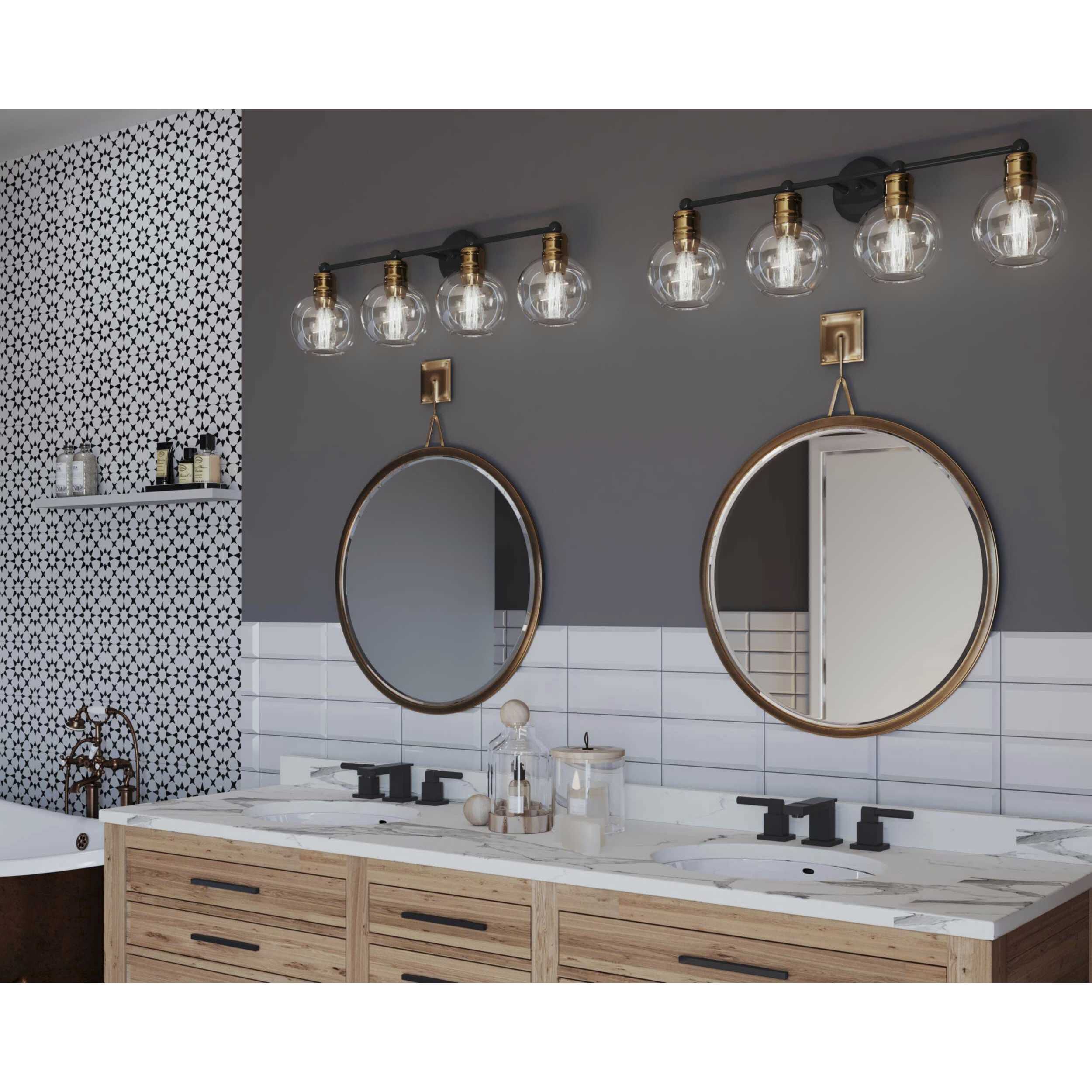 Progress P300052 020 Hansford 4 Light 34 inch Antique Bronze Bath Vanity Wall Light in Antique Bronze and Vintage Brass