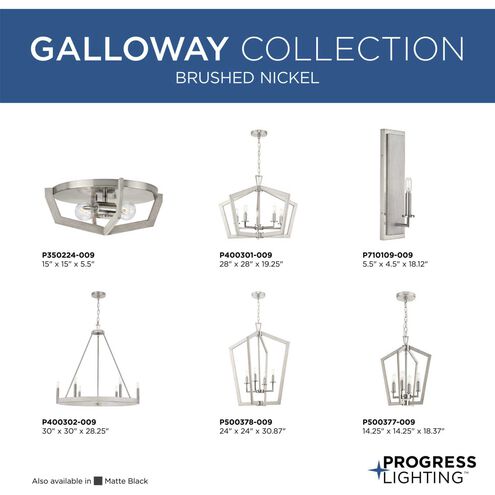 Galloway 2 Light 15 inch Brushed Nickel Flush Mount Ceiling Light