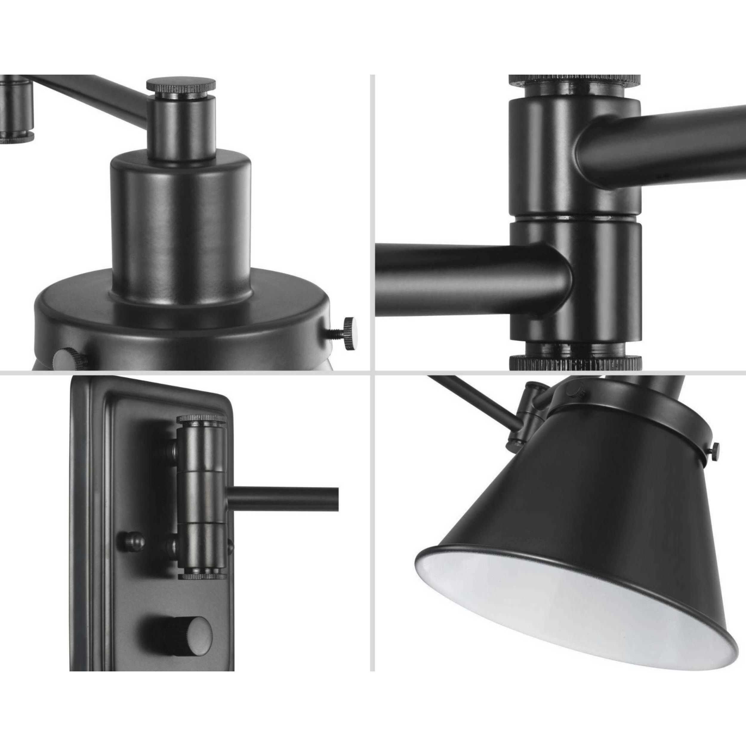 Hinton 12 inch 60.00 watt Matte Black Swing Arm Wall Light