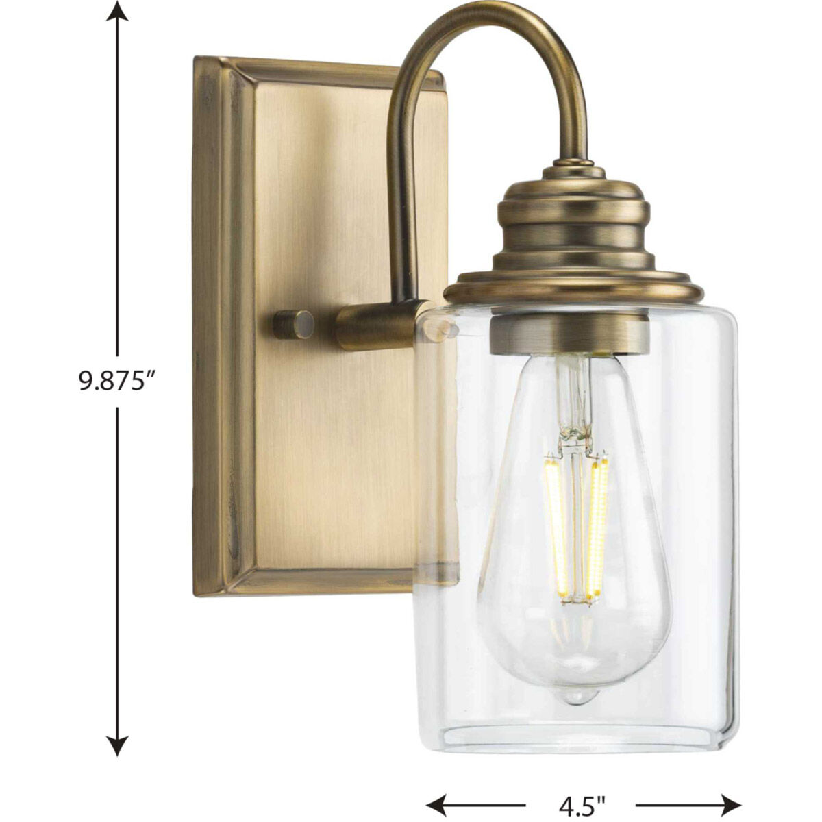 Aiken 1 Light 5 inch Vintage Brass Bath Vanity Wall Light