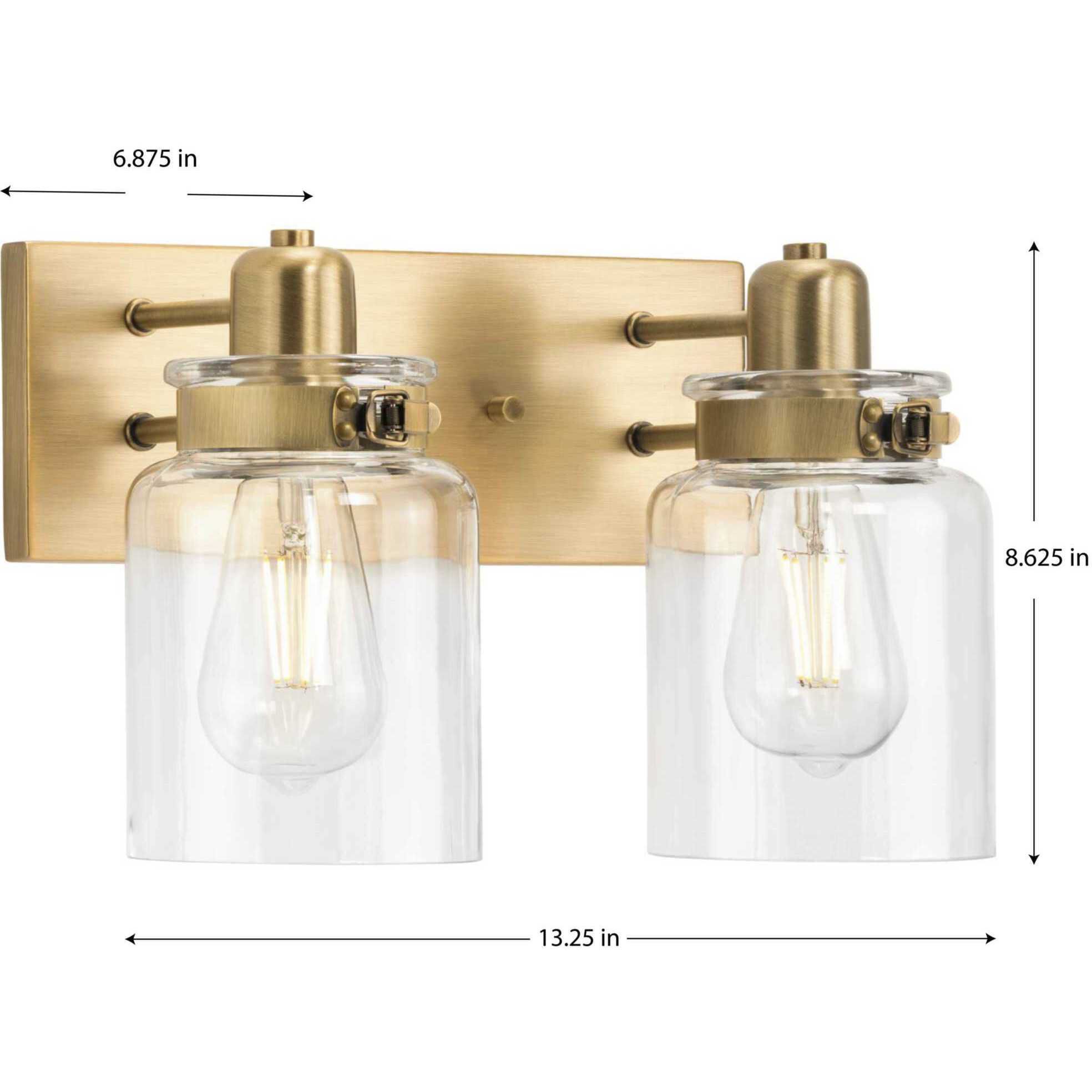 Calhoun 2 Light 13 inch Vintage Brass Bath Vanity Wall Light