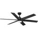 Dallam 60 inch Matte Black with Matte Black/American Walnut Blades Ceiling Fan, Progress LED